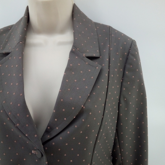 Rebecca Taylor Wool Blend Swiss Dot Gray Pink Blazer Jacket 8 Hong Kong Pockets - Picture 4 of 12